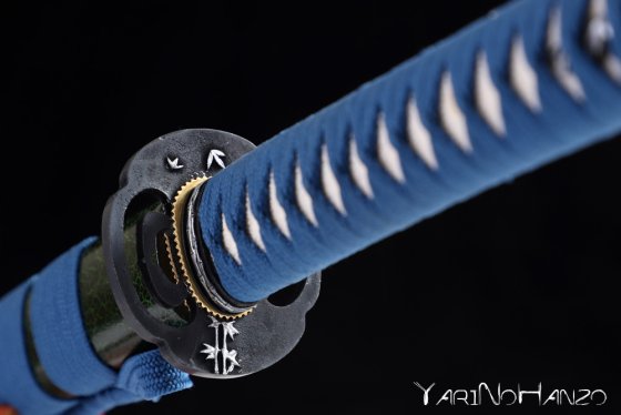 katana giapponese blu bambù